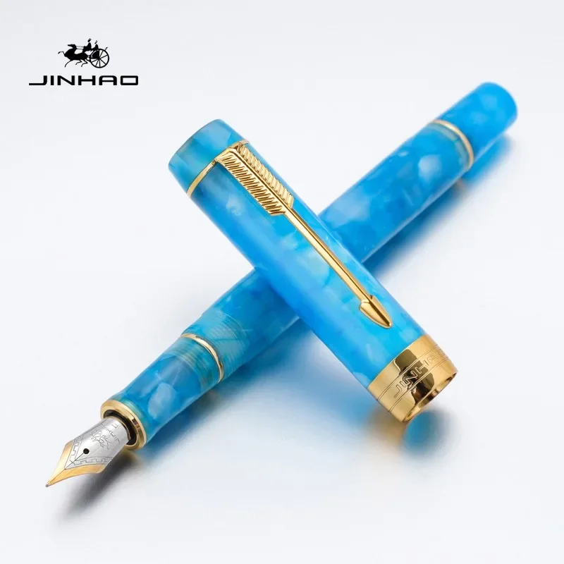 Imagem -06 - Jinhao-mini Caneta-tinteiro de Madeira e Resina Centennial Golden Clip Fine Nib Tinta de Escrita Material Escolar e de Escritório Papelaria 100