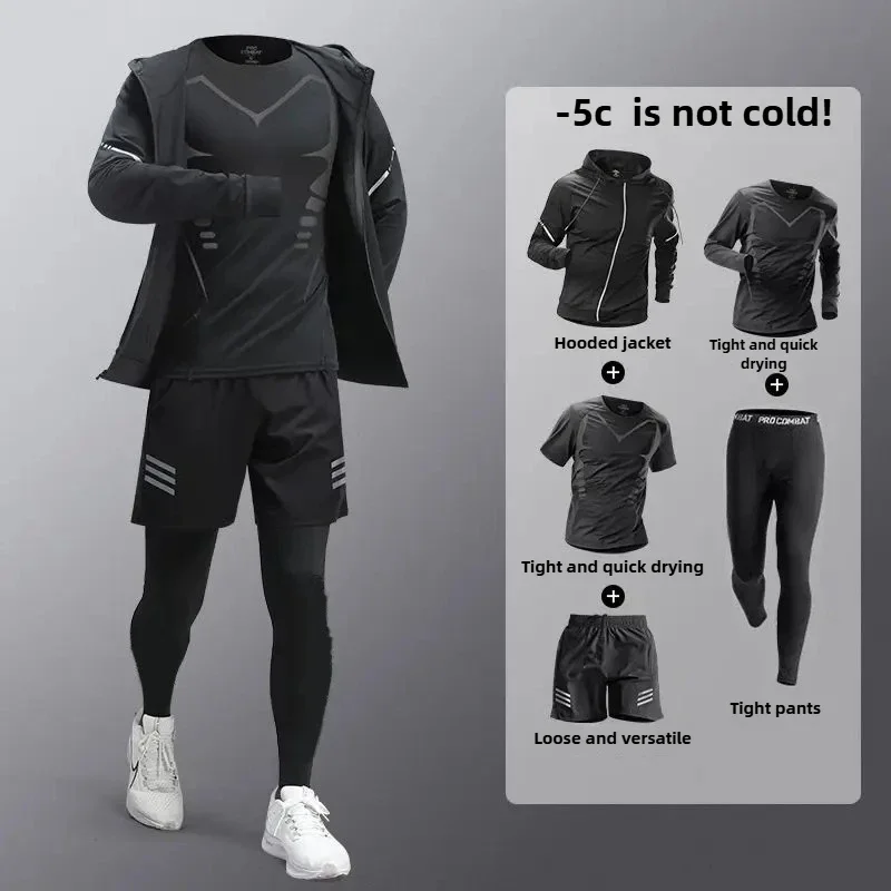 

Мужской комплект для бега для фитнеса, быстросохнущая одежда, профессиональная одежда для утренних бега, марафонов, тренировочный комплект для активного отдыха, мужской комплект спортивной одежды