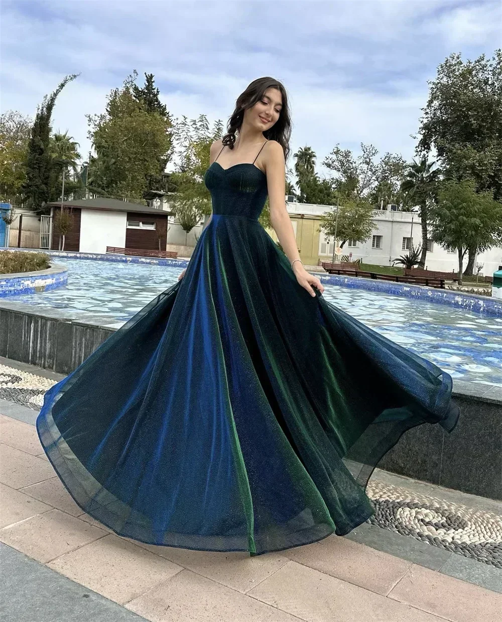 Vestidos De graduación con destellos verdes personalizados, vestido De noche con tirantes finos, vestido De fiesta De graduación De princesa, Vestidos formales De F 2024