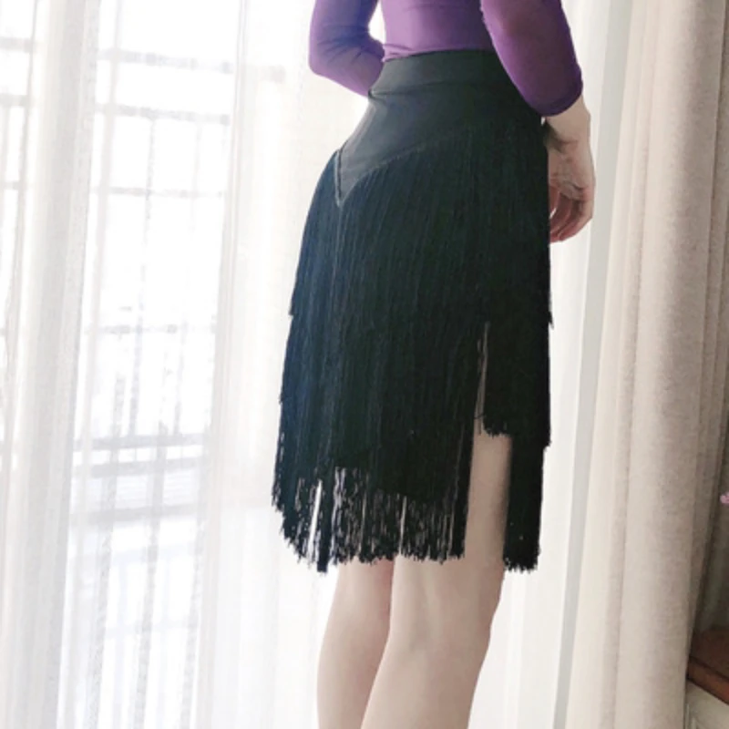 Latin Dance Rok Nieuwe Training Kleding Volwassen Halve Lengte Rok Franje Rok Lagere Kleding Wedstrijd Prestatie Kleding