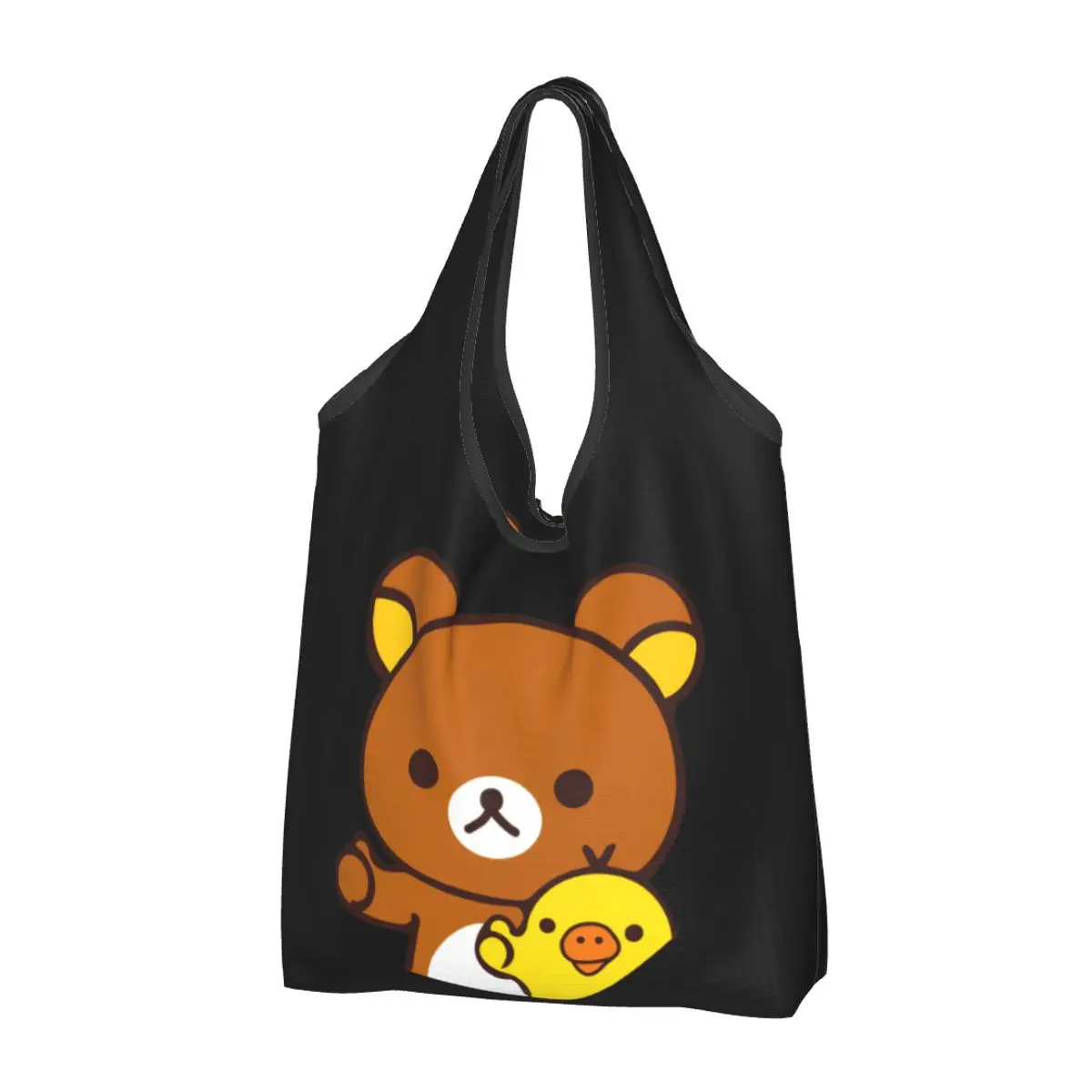 Rilakkuma Kiiroitori Grocery Bag Durable Large Reusable Recycle Foldable Heavy Duty Shopping Tote Bag Washable Attached Pouch