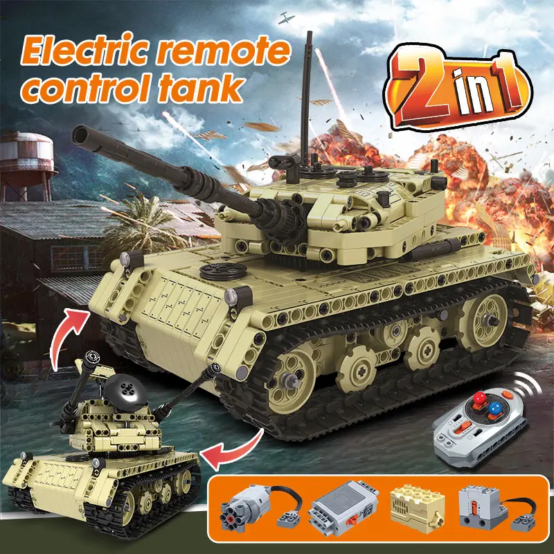 

759PCS RC Tank Model Building Blocks Military Remote Control Electric Tank Bricks Education Toys for Boys