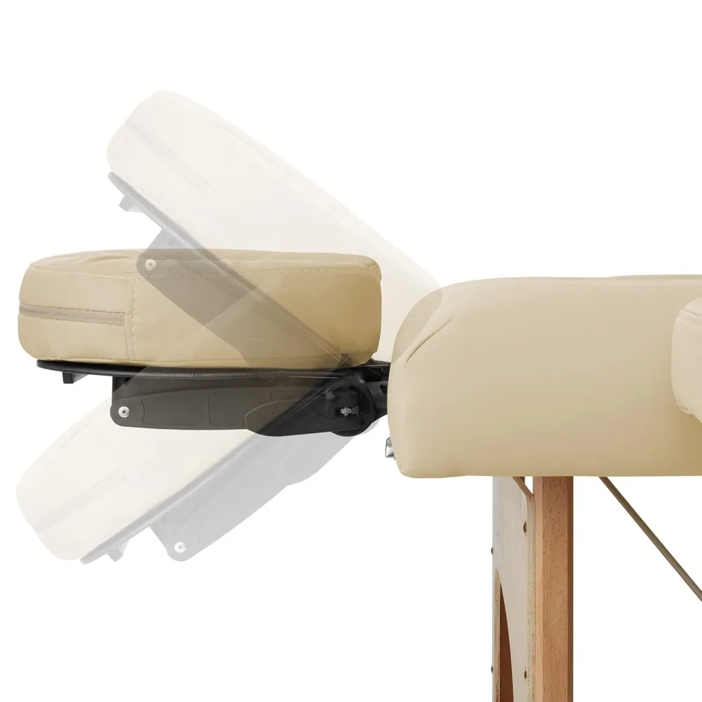 Saloniture Professional Memory Foam Folding Massage Table - Portable with Carrying Case, Cream