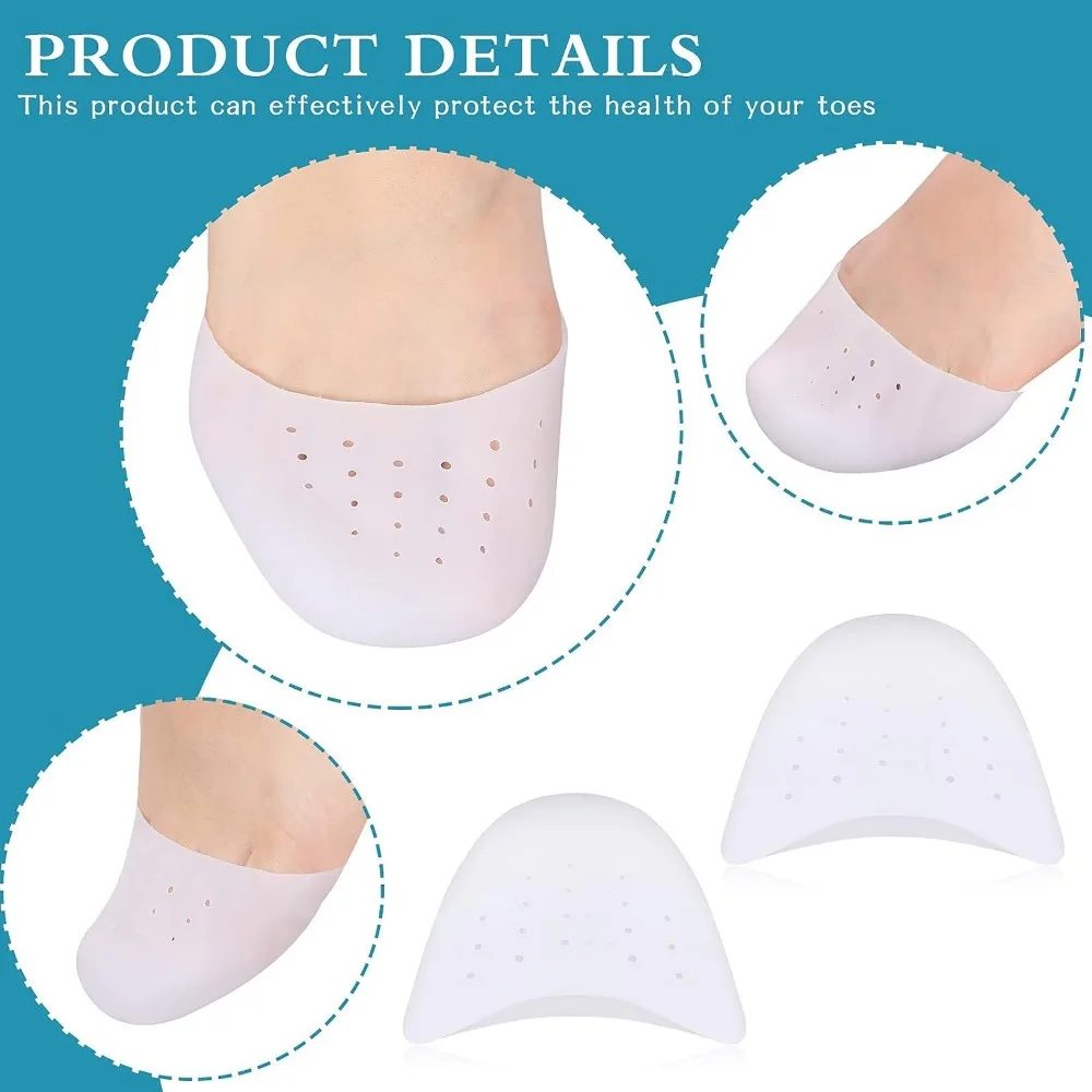 2PCS Silicone Toe Protector Shoes Soft Forefoot Breathable Toe Pads Ballet Toe Caps Cushions Metatarsal Covers High Heel Shoes