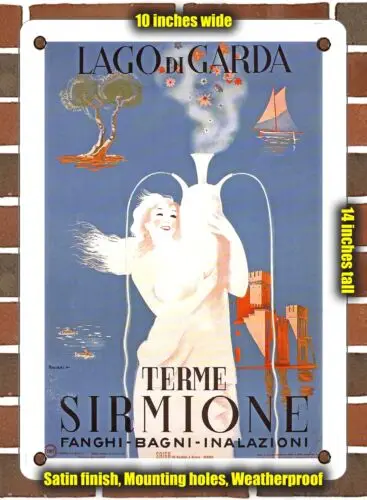 METAL SIGN - 1949 Lake Garda Sirmione Baths and Inhalations - 10x14 Inches