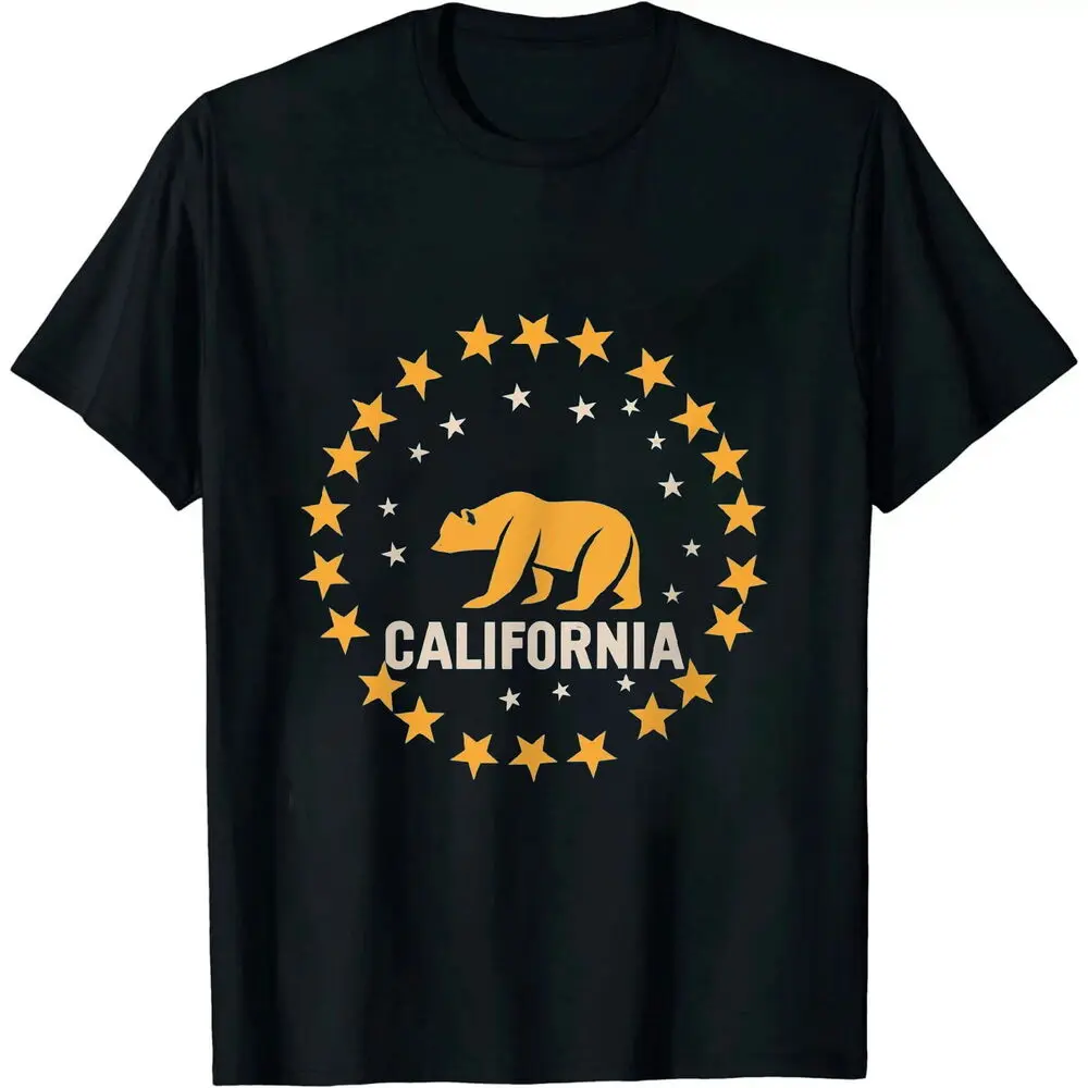 California Distressed White Bear Women's  T-Shirt Cali Shirts For Men Clothing Women Short Sleeve Tees Vintage 100%Cotton