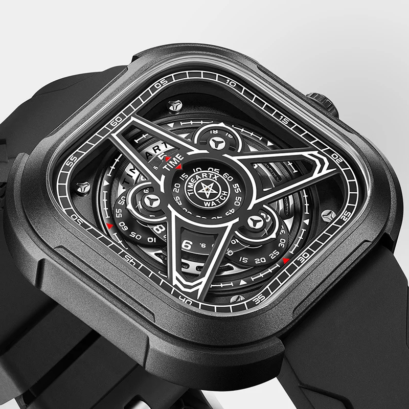 

TIMEARTX мужские часы с хронографом спортивные квадратные модные многофункциональные кварцевые наручные часы силиконовый ремешок светящиеся часы для мужчин