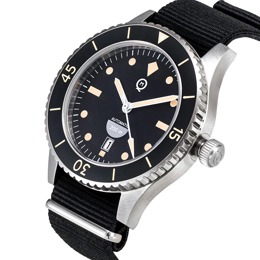 QM NH35 Dive Automatic Mechanical Men\'s Watch C3 Luminous sapphire crystal Cramic Bezel High quality 8020NH LOGO