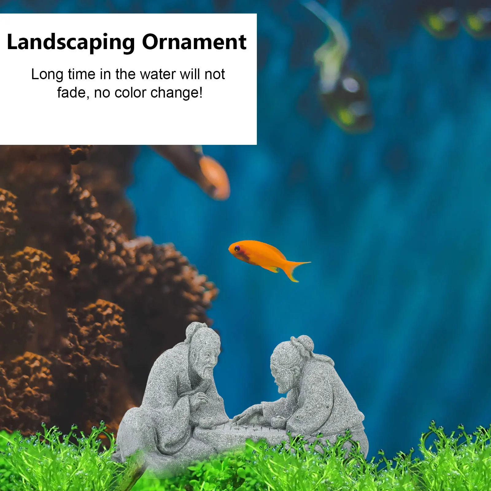 

1pc Chess Player Ornament Sandstone Micro Landscape Reptile Tank Decor Vintage Mini Bonsai Adornment Diy Aquarium Prop