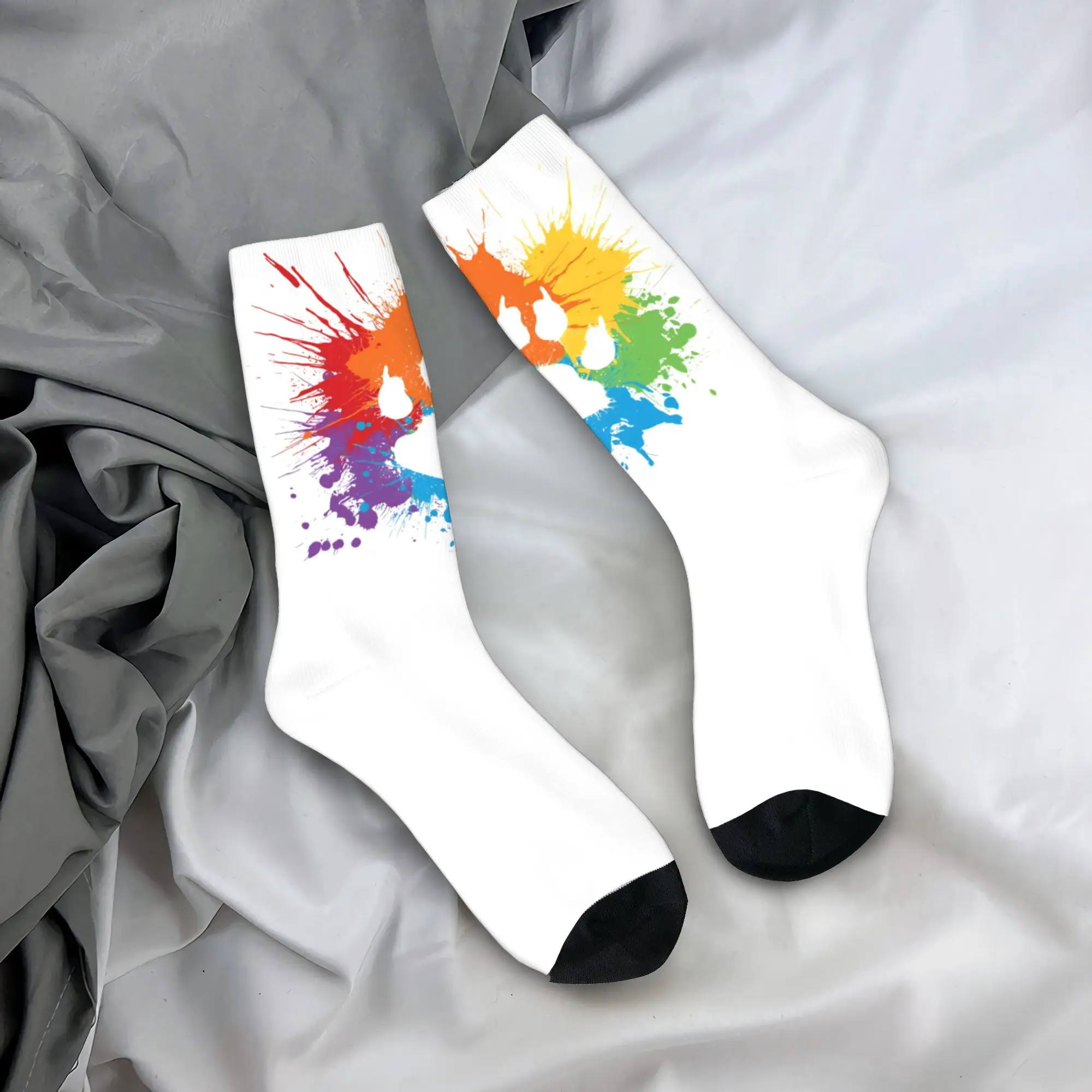 

Dog Paw Pride Dark Socks Anti Slip Stockings Men Comfortable Cycling Socks Autumn Modern Design Socks