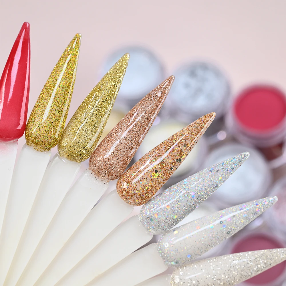 

12Pcs/Lot Shiny Acrylic Powder Kit Professional Holographic Sparkly Glitter Acrylic Nail Powder for French Nail Extension Carved