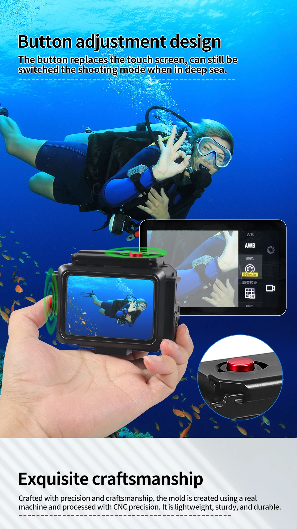 Metallgehäuse mit IP68-Wasserdichtigkeit für GoPro 13 12 11 10 Actionkamera, 80M Tauchgehäuse, Schnellmontage, Unterwasser-Schutzrahmen – Detail 18