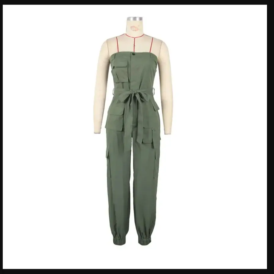 

Комбинезоны-карго, женские комбинезоны с несколькими карманами, без рукавов, с открытой спиной, на молнии, без бретелек, цельный комбинезон, комбинезон, лето 20л