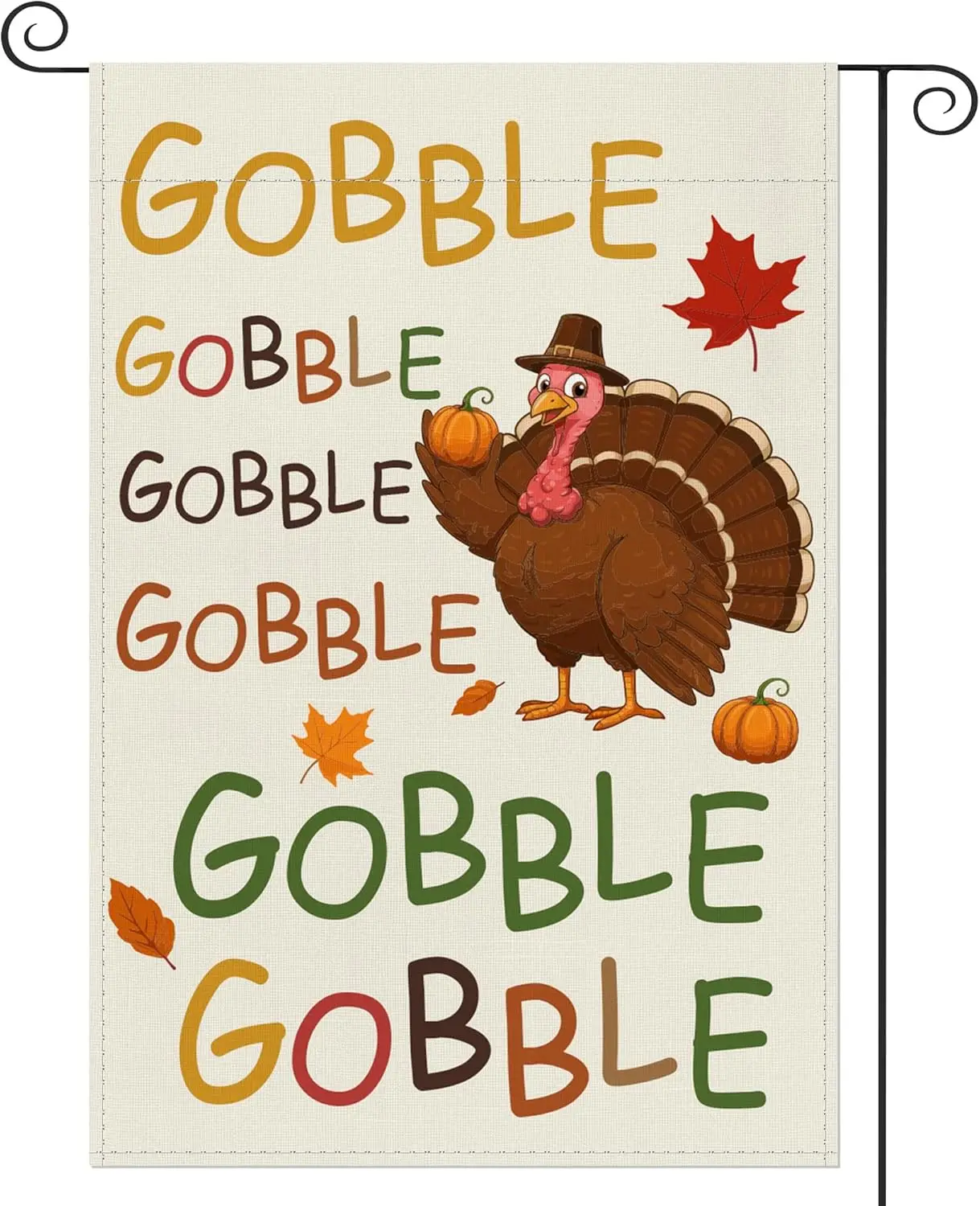 Gobble Turkey Fall Garden Flag 12x18 Double Sided Fall Garden Flags for Outside Happy Thanksgiving Autumn Pumpkins Turkey De EEZ