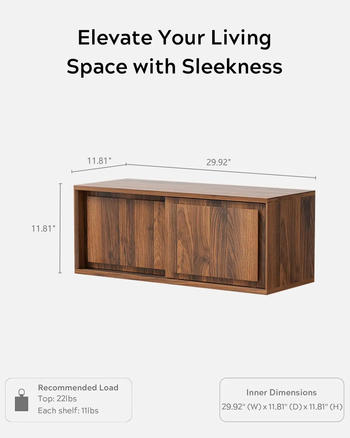 Modern Floating TV Stand & Nightstand Wall Mounted Storage Cabinet with Sliding Doors for Living Room Bedroom, Brown, Customized