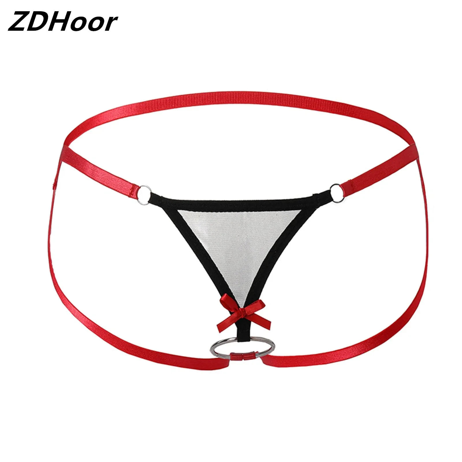 

Стринги мужские на бретельках, пикантное нижнее белье в стиле пэчворк, сетчатые трусы-танга на тонких бретельках с бантом и круглыми кольцами