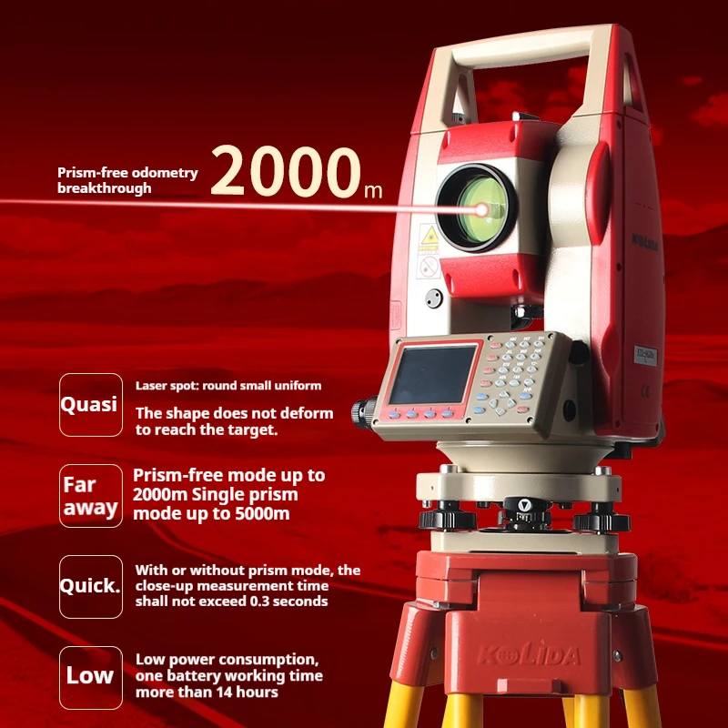 أداة مسح احترافية Kolida KTS 462LL Total Station R1000 منشور عاكس مقاس 2 بوصة مع ضمان لمدة سنة واحدة
