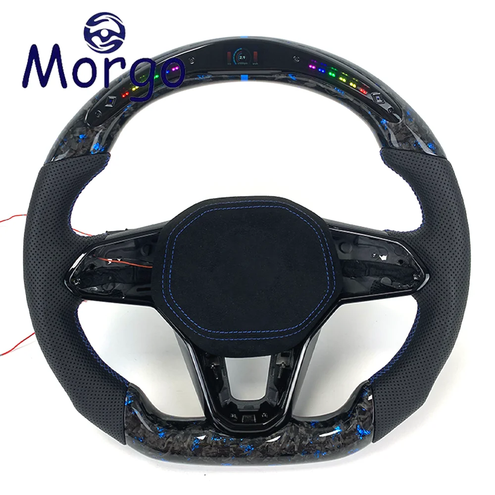Accesorios de coches para Volkswagen, volante de fibra de carbono forjado LED personalizado para Volkswagen MK8 GTI GTR GTD GTE GTS Polo Golf8