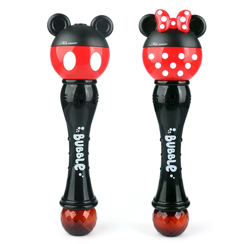 Mickey Cartoon Nieuwe Bubble Machine Jongens en Meisje Magische Stok Speelgoed Nieuwe Mickey Mouse Minnie Elektrische Zeepbellen Cadeau voor kinderen