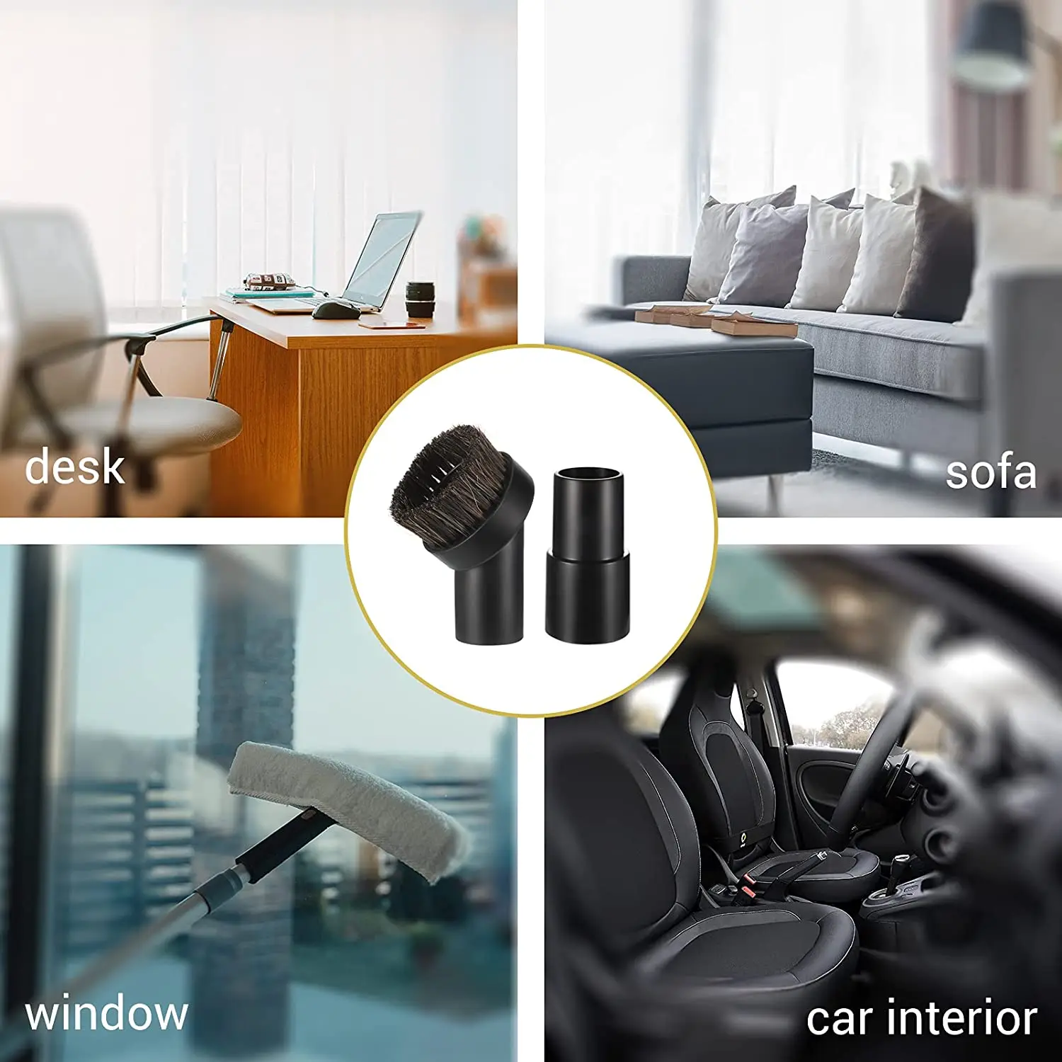 Włos koński okrągły szczotka do kurzu włos koński ssawka ssawka z 1-1/4 do 1-3/8 Cal złączka do węża