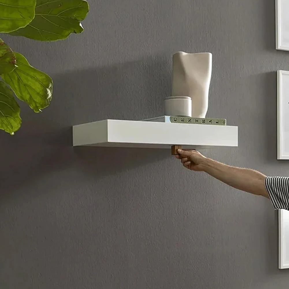 

Wooden Magic Flap Shelf with Secret Compartment Storage Rack Wall-Mounted Display Cabinet Rack for Book Wine Plants Disc