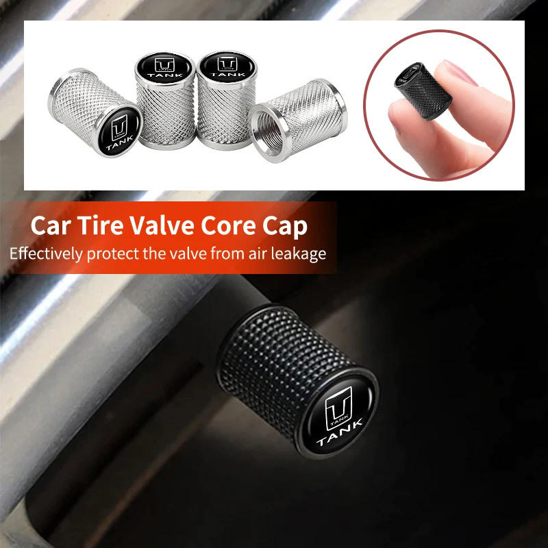 4Pcs Metal Car Tire Valve Stem Protection Caps Auto Car Interior Accessories For WEY Tank 500 Macchiato Coffee 01 02 2021-2022