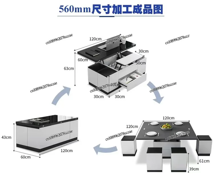 

Набор из 2 многофункциональных интеллектуальных аксессуаров для оборудования, подъемные рамы двойного назначения для обеденного стола и журнального столика.