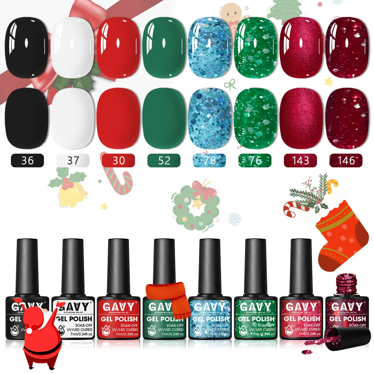 

GAVY 8-piece nail polish set | Festive and New Year style thick-coat texture, long-lasting and durable, essential for "parties"