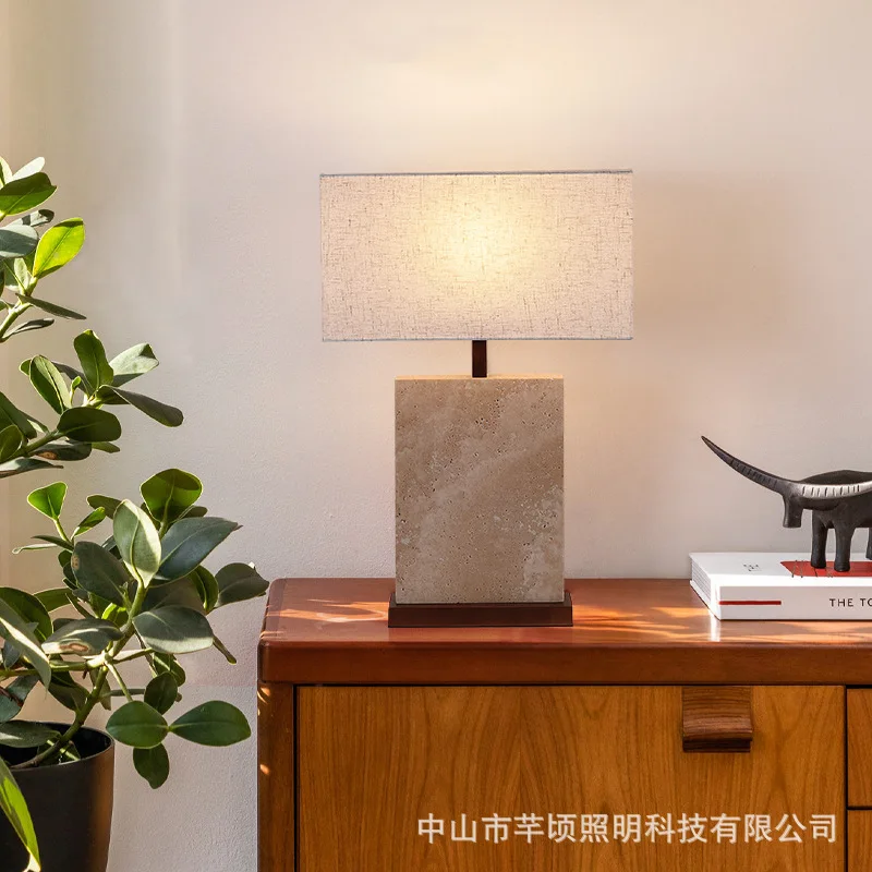 Retro yellow travertine table lamp surprised by the dead wind bedroom bedside table night light