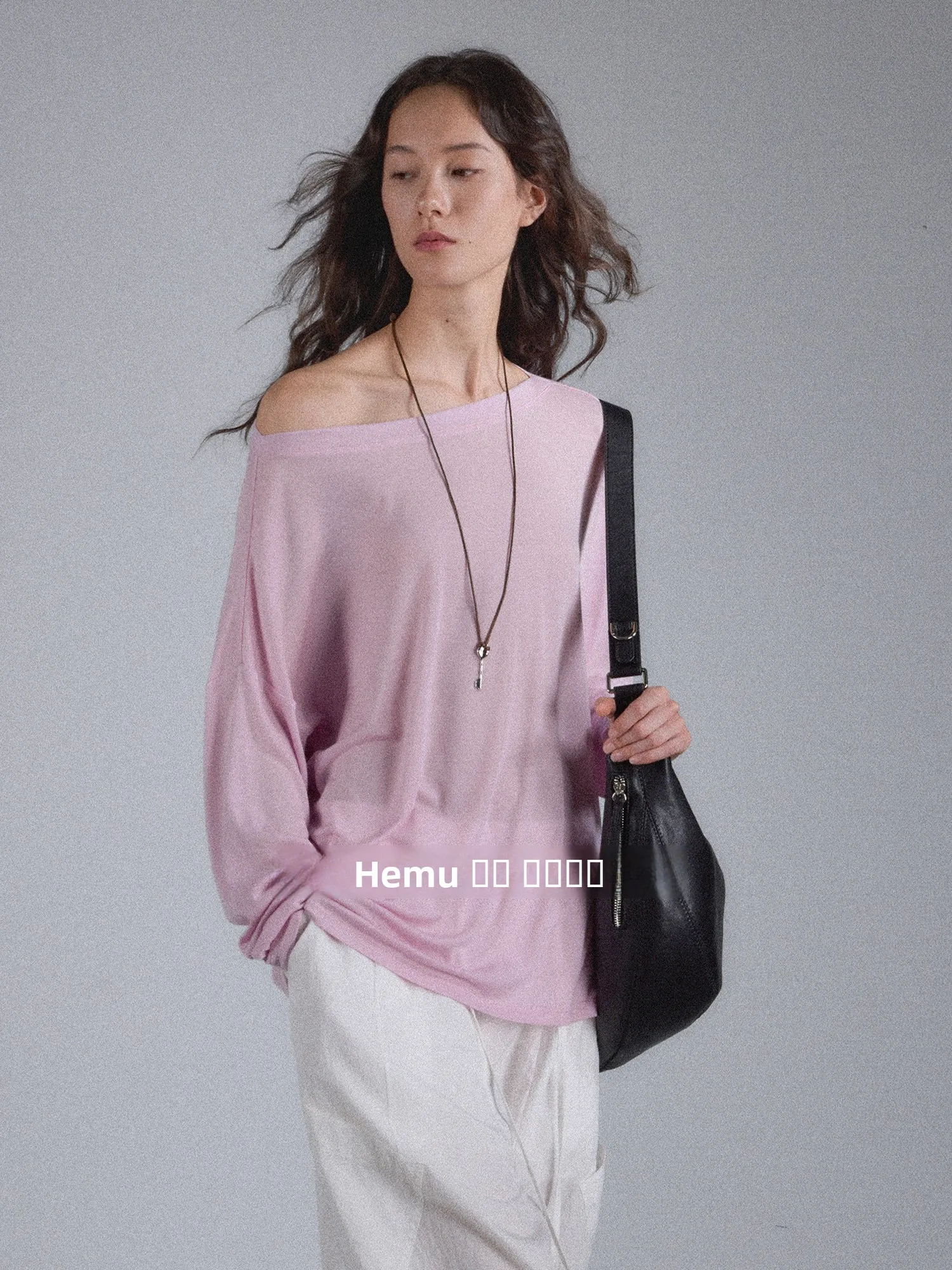 

Loose Long Sve Women's T-irt One-oulder Woolen Casual Fit Cleanfit Sle Daily Wear Lenzing Lyocell Wool Blend T-irt