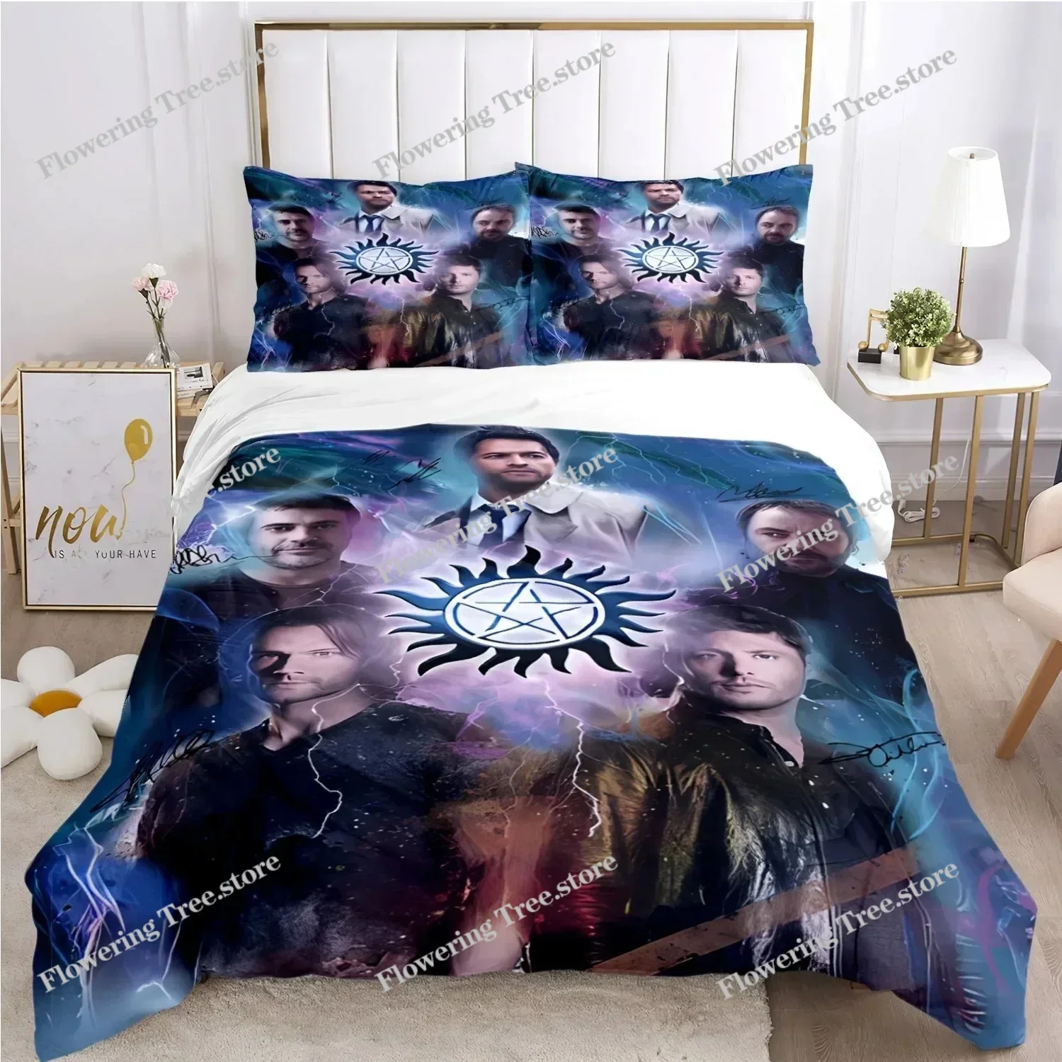 2025 Personality Supernaturalbed Sheet Duvet Pillowcase Bed Sheet Three Piece Bedding Soft Quilt029963