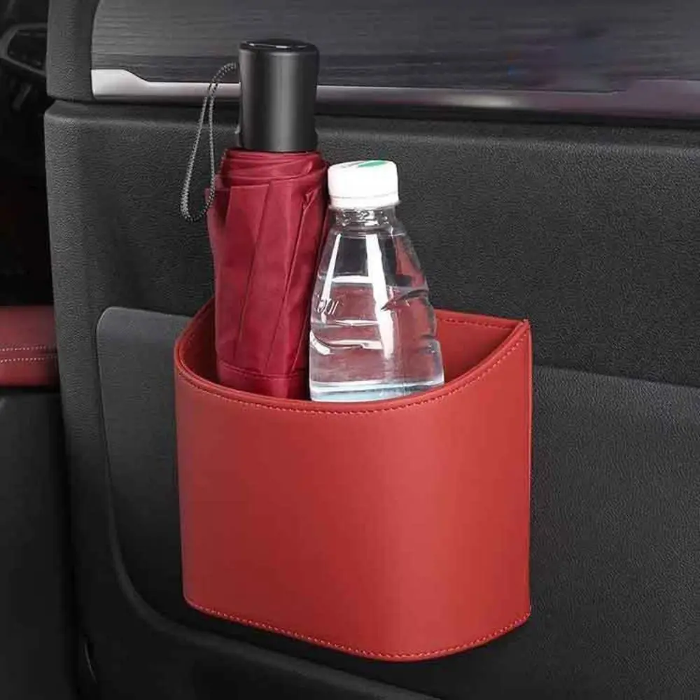 

Garbage Collector Leather Car Trash Can Hanging Space Saving Vehicle Garbage Bin Portable Universal Rubbish Bucket Car Door