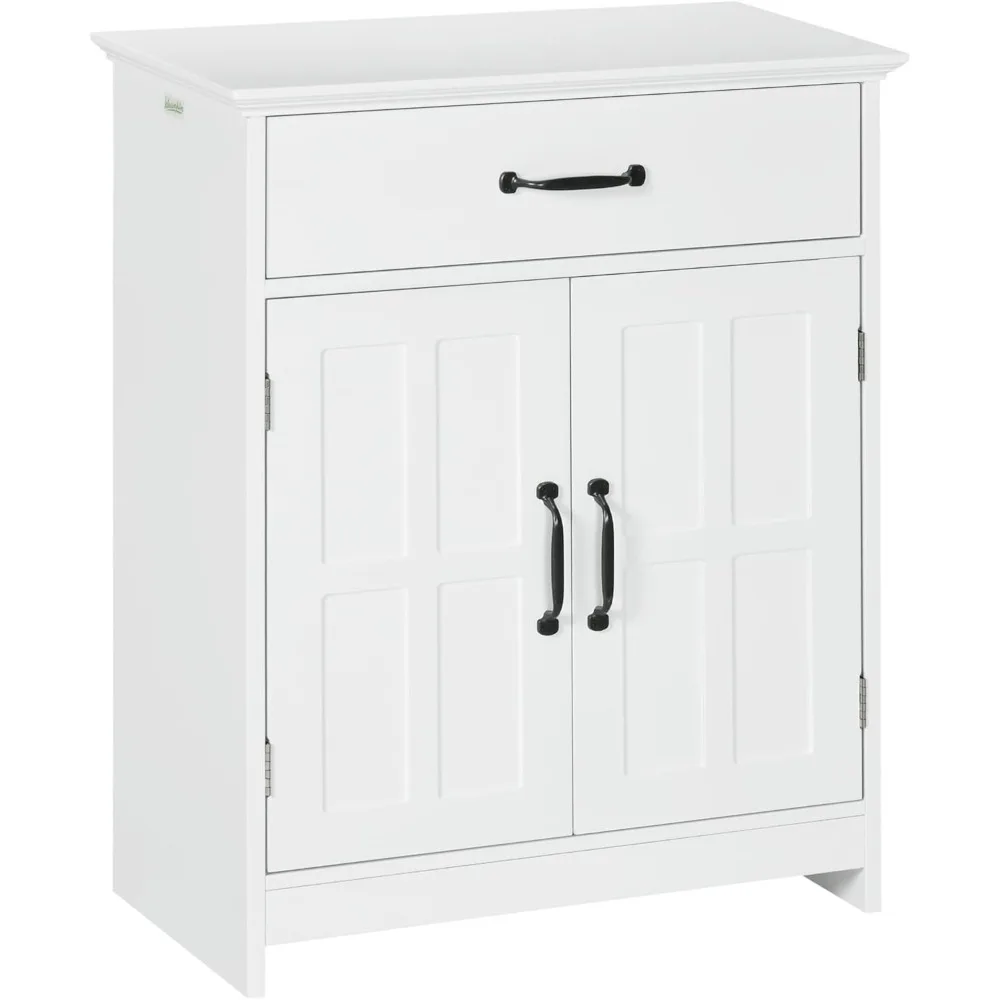 Mueble de baño independiente, mueble de almacenamiento pequeño de granja con cajón de almacenamiento, 2 puertas, mueble de piso estrecho con