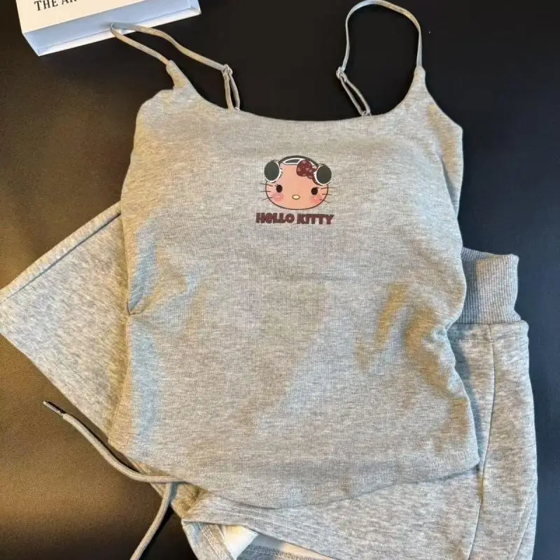 2 個ショーツハローキティサスペンダー胸パッドベストかわいい女子学生夏の新スタイル甘いサスペンダーショーツホーム服