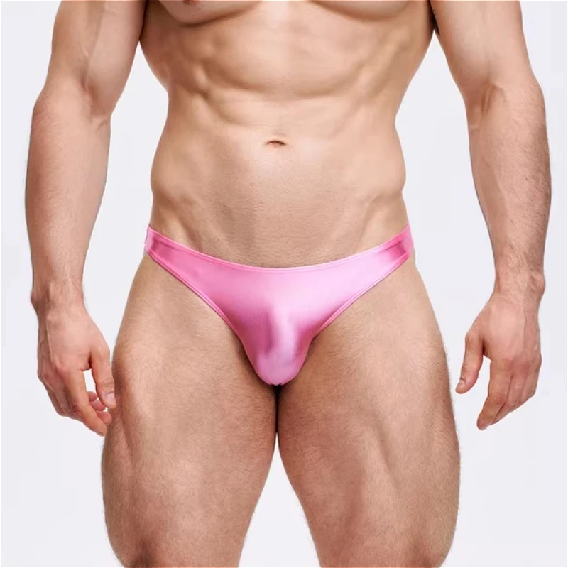 Satin Briefs Silky Men's Triangle Underwear Glossy Sports Men Swimsuit Pink Ropa Interior Hombre Panties Трусы Мудские Хлопковые