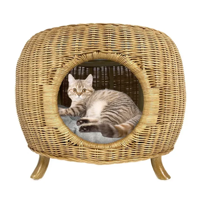 

Pet Home Furniture Style One Artificial Wood Wooden Rattan Cat Beds
