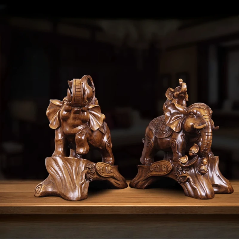 Elephant ornament Resin handicrafts Feng Shui ornaments for attracting wealth Home decor accessories Wine cabinet decoration