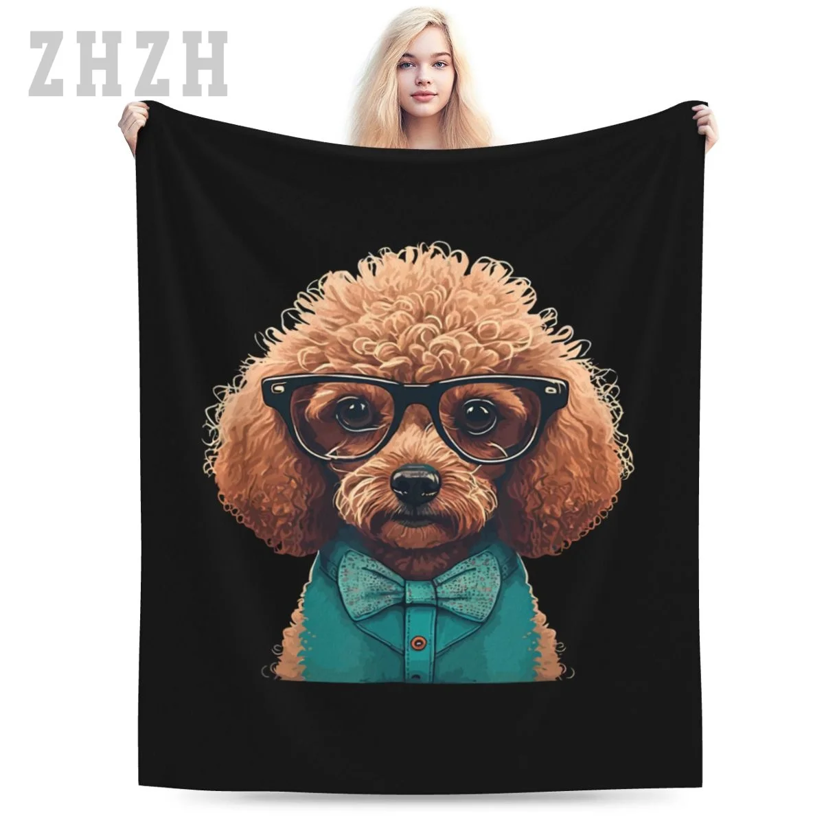Blanket Funny Poodle Dog Miniature Poodle Toy Poodle Hipster Flannel Multifunction Outdoor Camping Sofa Cover Keep Warm