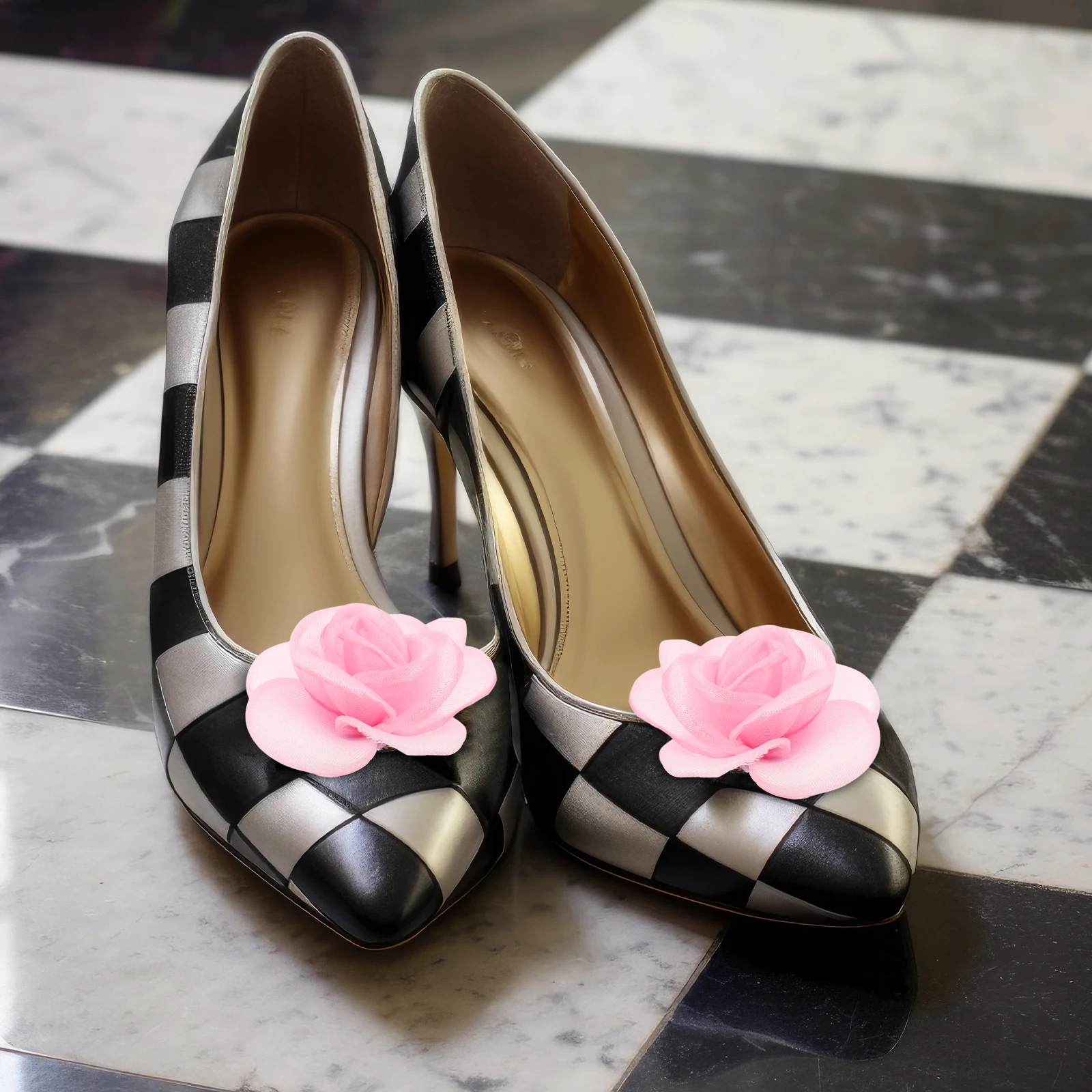 

2 Pcs Flower High Heel Shoes Buckle Charms Accessories Decorative Fashion Diy Pink Floral Clips Detachable Buckles