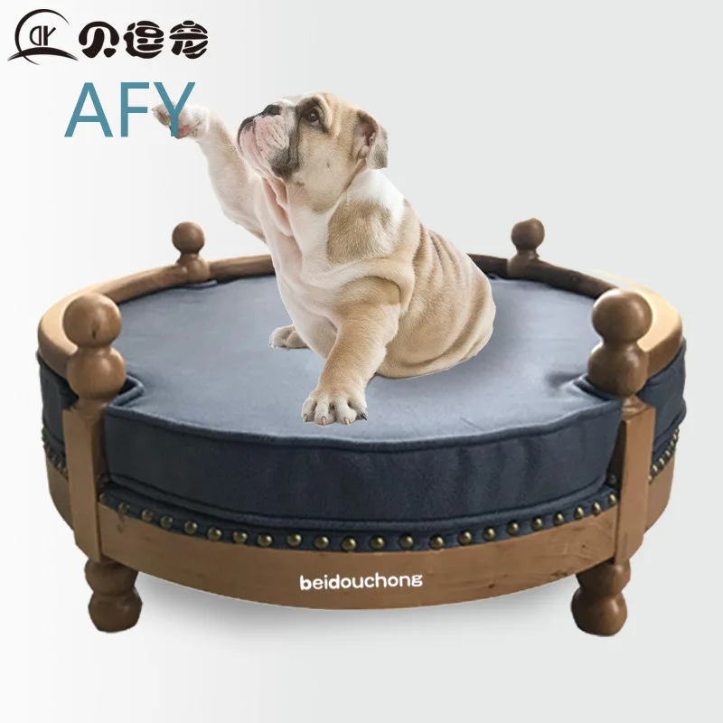 Warm Winter Dog Bed for Small Dogs Cats Cozy Round Wooden Pet House with Soft Cushion for Teddy Dogs Sofa Style Pet Nest for