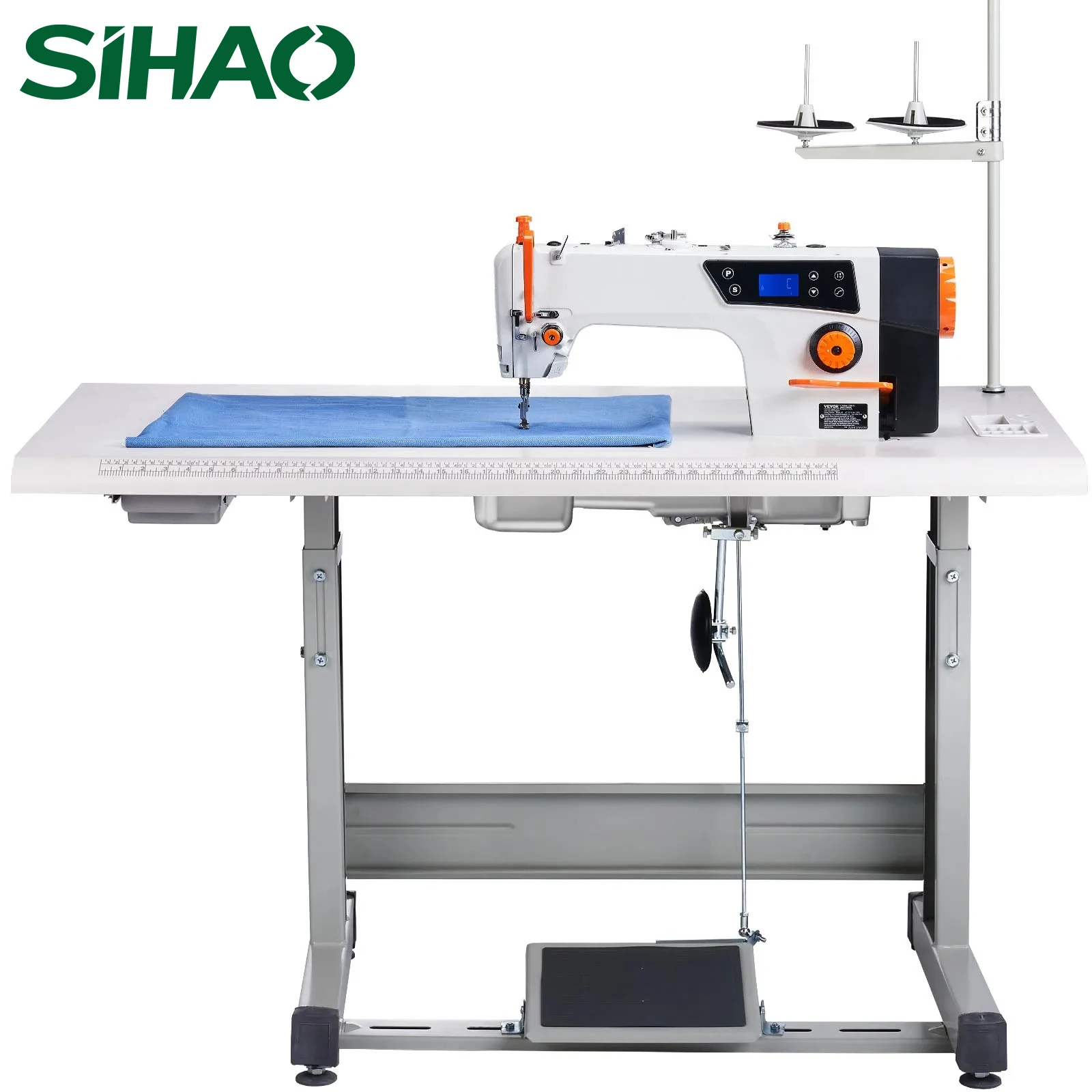 

​​SIHAO 550W Industrial Digital Sewing Machine, Servo Motor Lock Stitch 5000SPM For Leather/Canvas, With Control Panel/Worktable