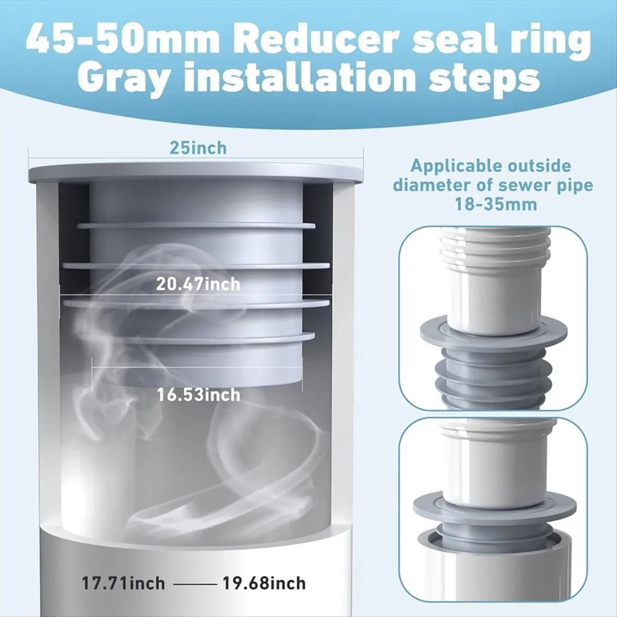 NOCM 4PCS Floor Drain Sewer Deodorant Cover, 18-35mm Silicone Anti-Odor Washing Machine Drain Pipe Seal, Ring Sealing Cover