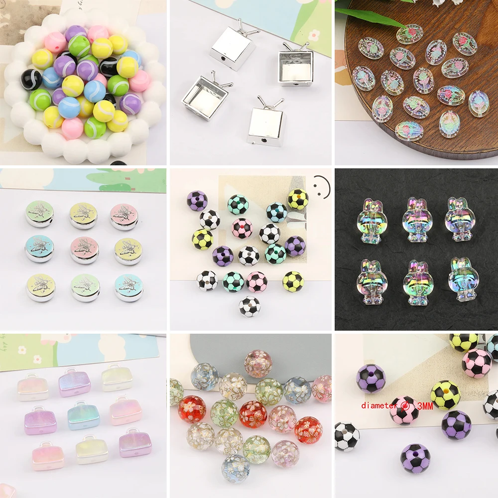 

Cordial Design 100Pcs DIY Beads Making/Jewelry Accessories/Hand Made/Square Round Bag Shape/Paint UV Effect/Acrylic Beads