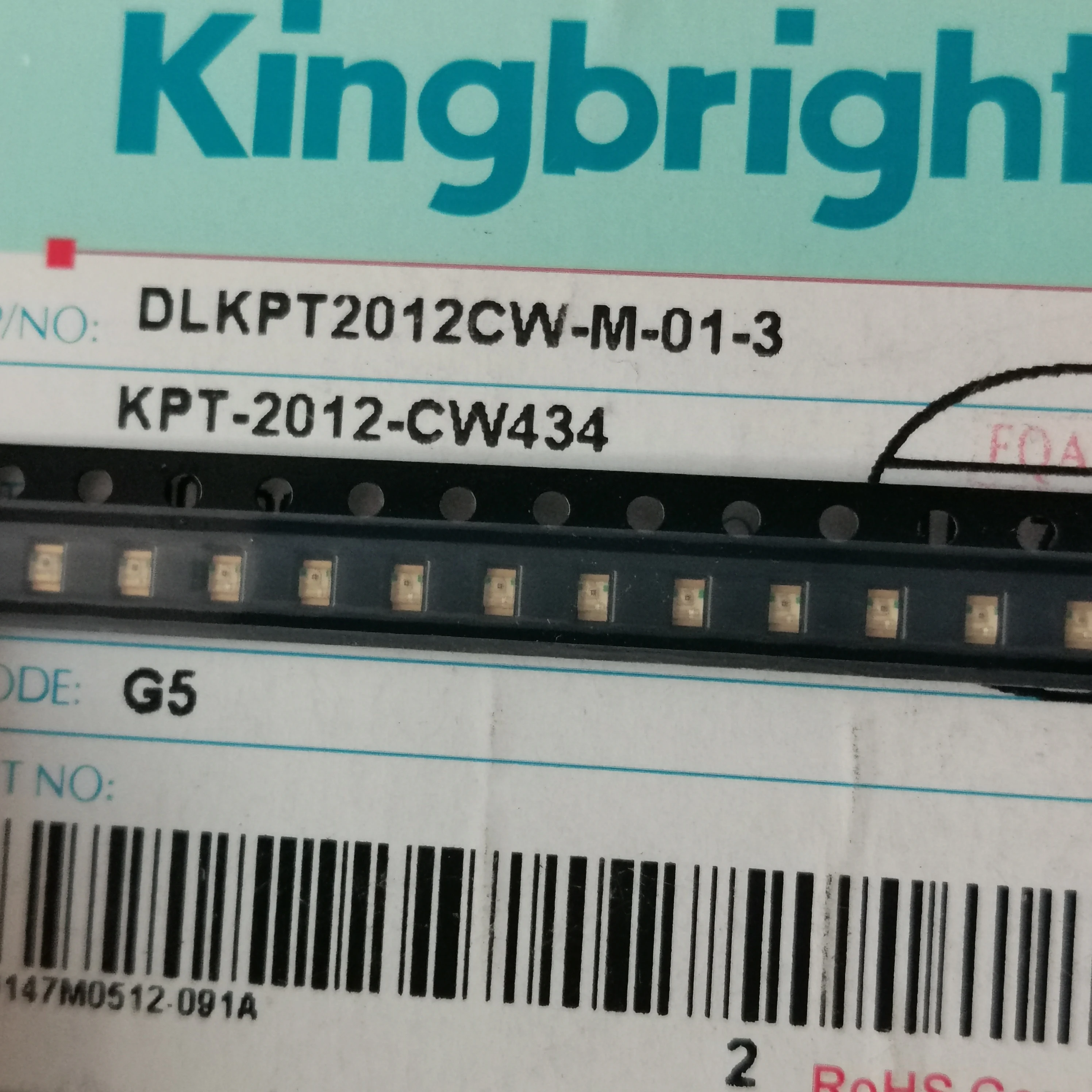 

50PCS/KPT-2012-CW434 LED 2012 0805 Yellow light, super bright LED lamp beads