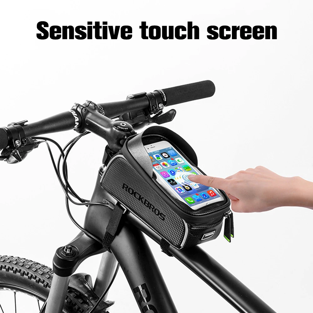 6L Bike Bag Waterproof TPU Sensitive Touch Screen Mobile Phone Bag Bicycle Front Beam Bag Night Cycling Reflective Strips 자전거 가방