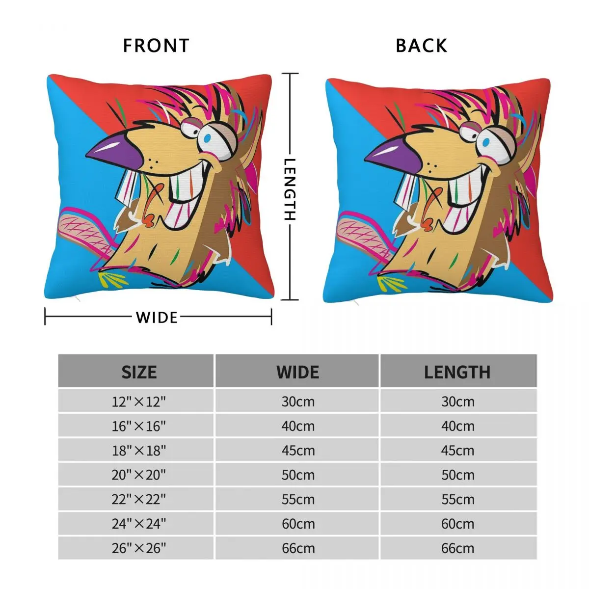 Angry Beavers Norbert Square Pillowcase Polyester Linen Velvet Pattern Zip Decor Sofa Cushion Cover