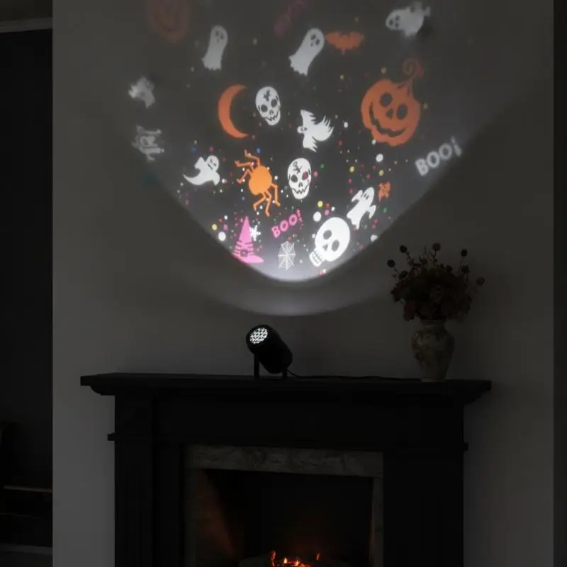 Halloween Projector Light With Adjustable Mount Multiple Spooky Patterns Ideal For Home Yard Party Indoor Outdoor Decoration
