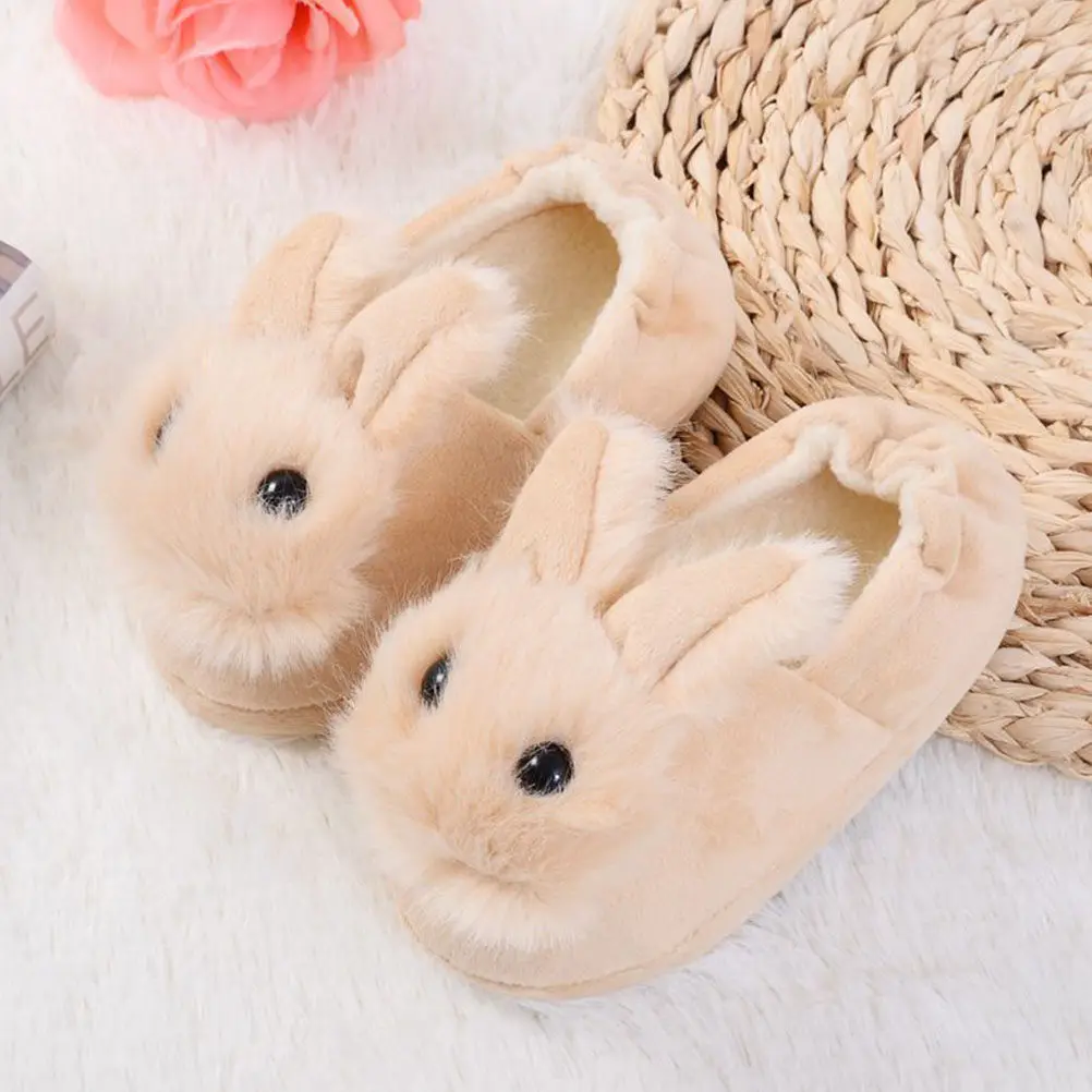 

1Pair Warm Anti-Slip Cotton Slippers for Kids Rabbit Shape Non-Slip Sole Winter Home Use Comfortable Childrens House Slippers
