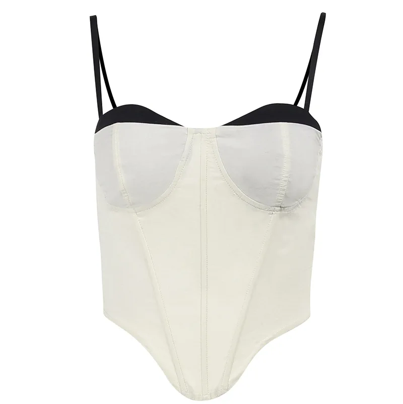 Толстый атласный корсет-бюстье, укороченный топ с подушечками на груди, белый облегающий топ, летние женские топы с рыбьей косточкой