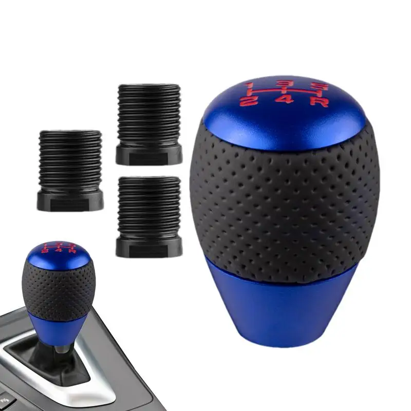 Car Gear Shift Knob 5 Speed Gear Stick Shift Knob Leather & Aluminium M8 M10 M12 Shift Lever Gear Level Knob For Manual Vehicles